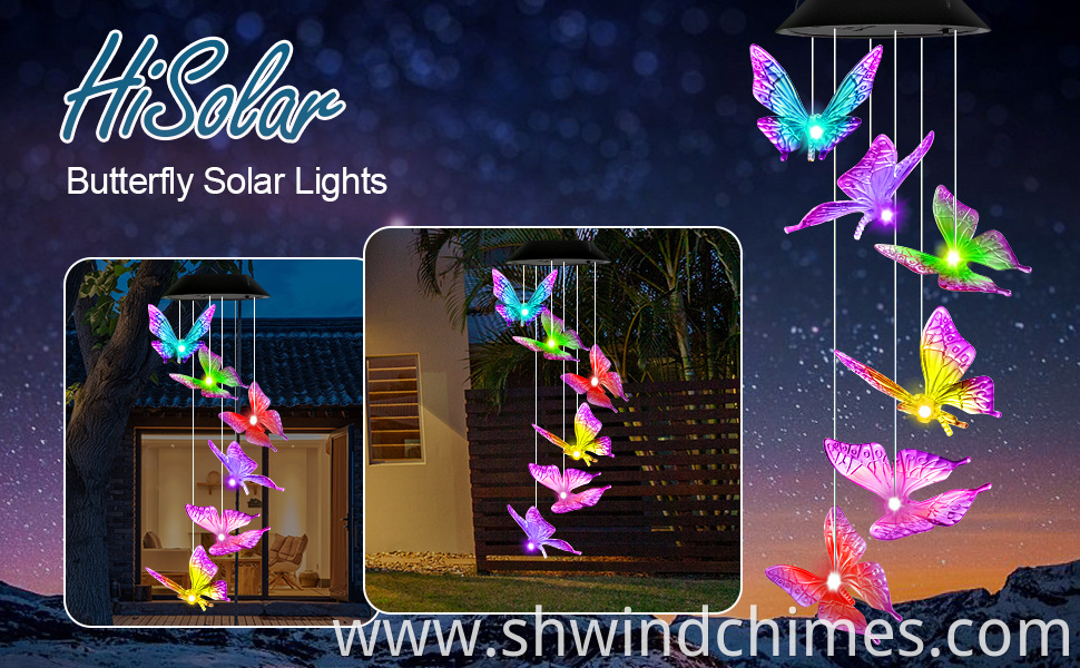 butterfly solar wind chimes